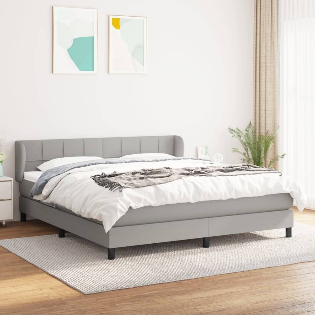 Maison Exclusive - Boxspringbett mit Matratze Hellgrau 180x200 cm Stoff