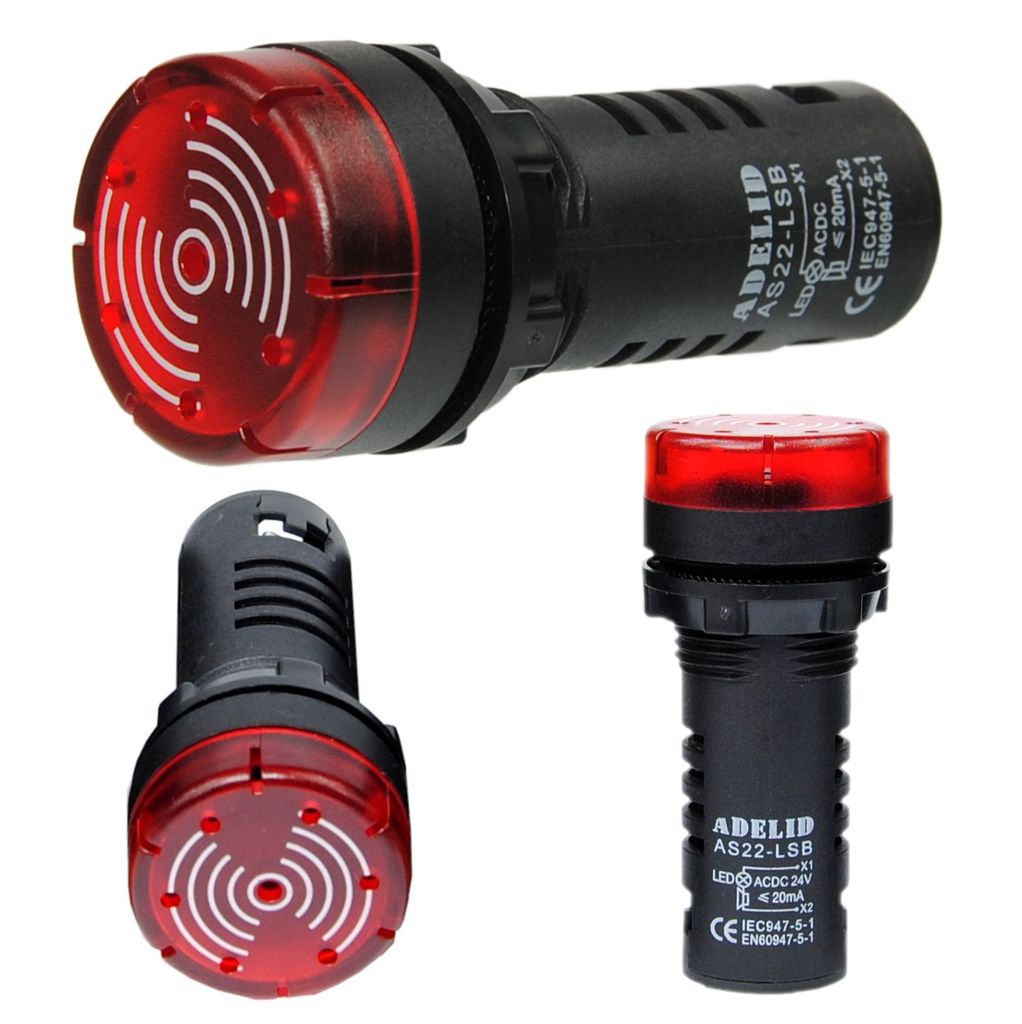 LED Signalleuchte Kontrollleuchte Leuchtmelder Ø 22mm BUZZER 12V Rot