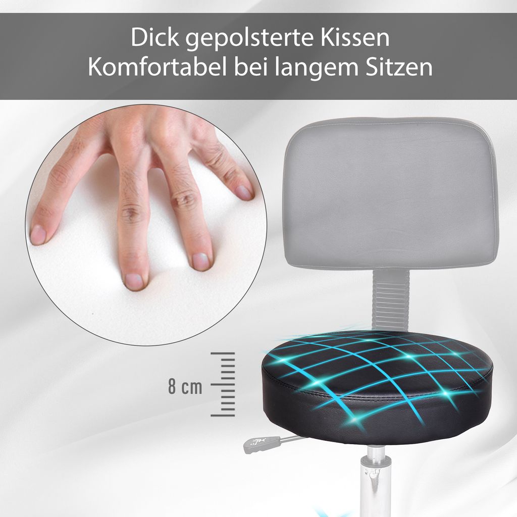 HOMCOM Rollhocker Höhenverstellbarer Arbeitshocker mit Produktbild 5