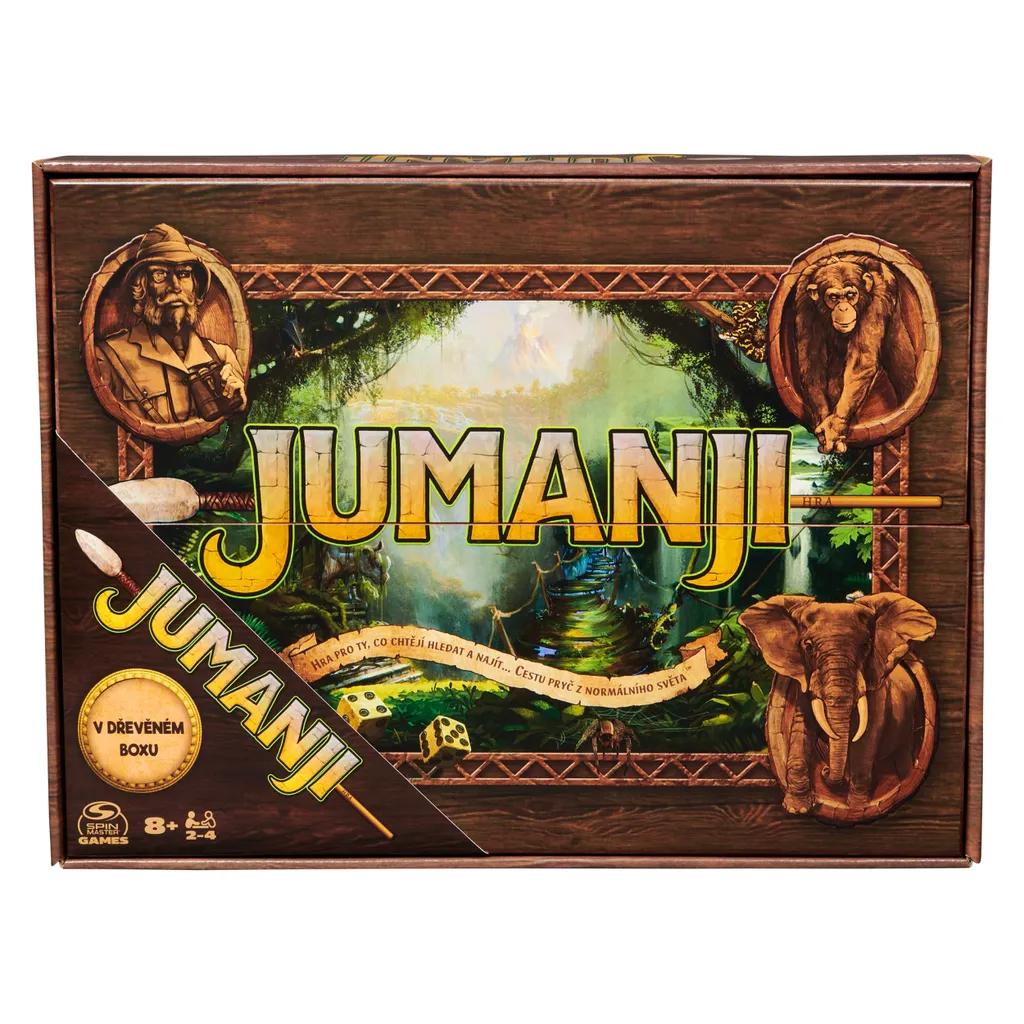 Jumanji édition bois rétro avec dôme central et accessoires sculptés
