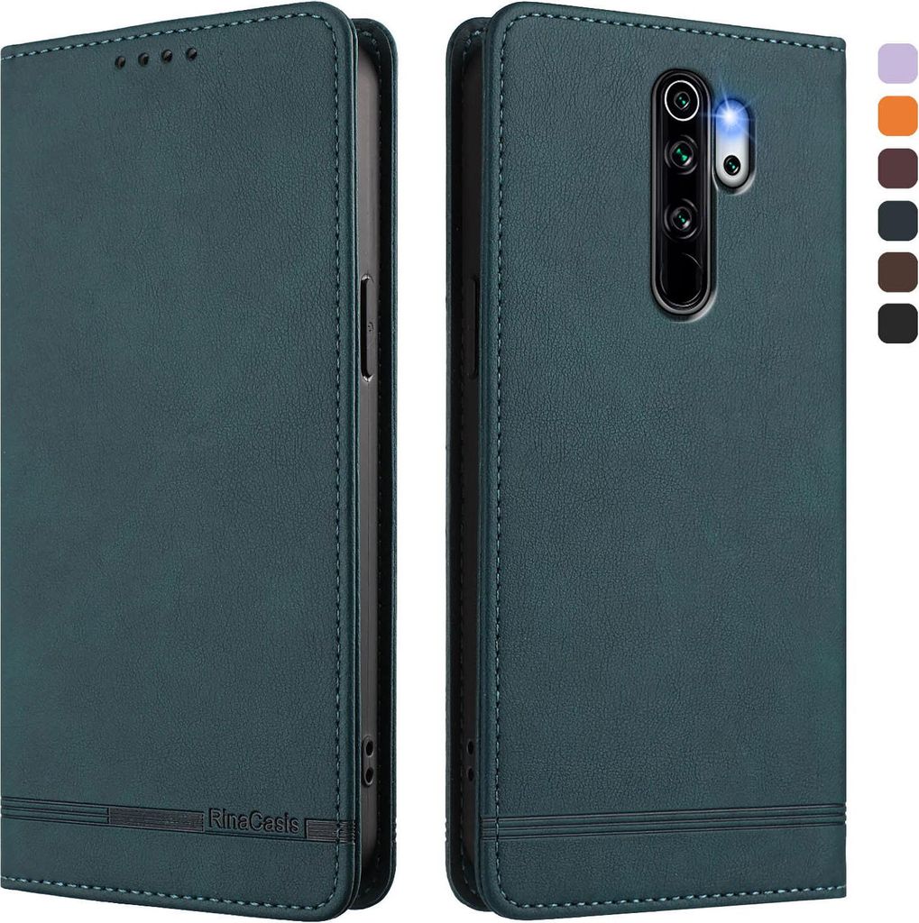 Hülle für Xiaomi Redmi Note 8 Pro, Retro Kunstleder Ständer Klapphülle mit Kartenfächer und Magnetische Grün