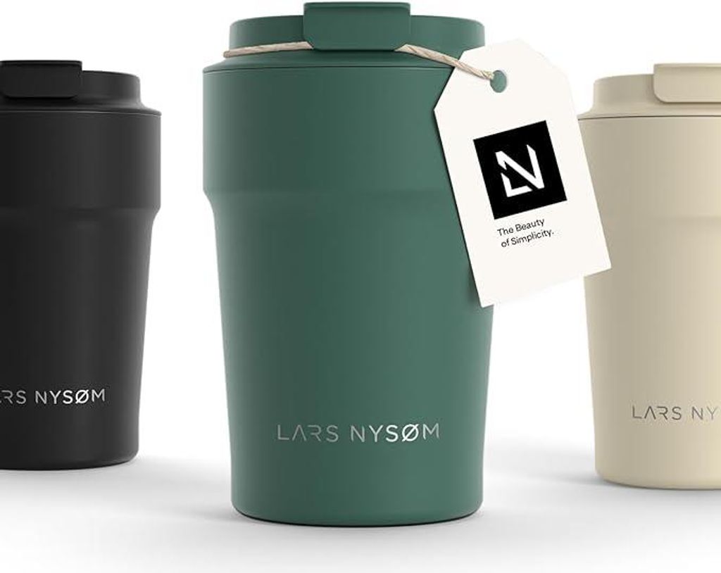 LARS NYSØM Thermo Kaffeebecher-to-go 380ml | BPA-freier Travel Mug 0.38 Liter mit Isolierung | Auslaufsicherer Thermobecher für Kaffee unterwegs ...