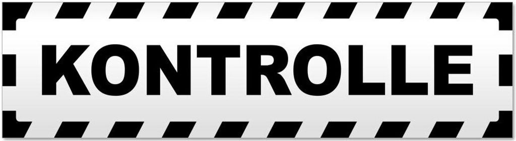 Kiwistar Kontrolle gestreift Magnetschild Schild magnetisch - 30cm Schwarz - Magnetfolie für Auto PKW Kfz