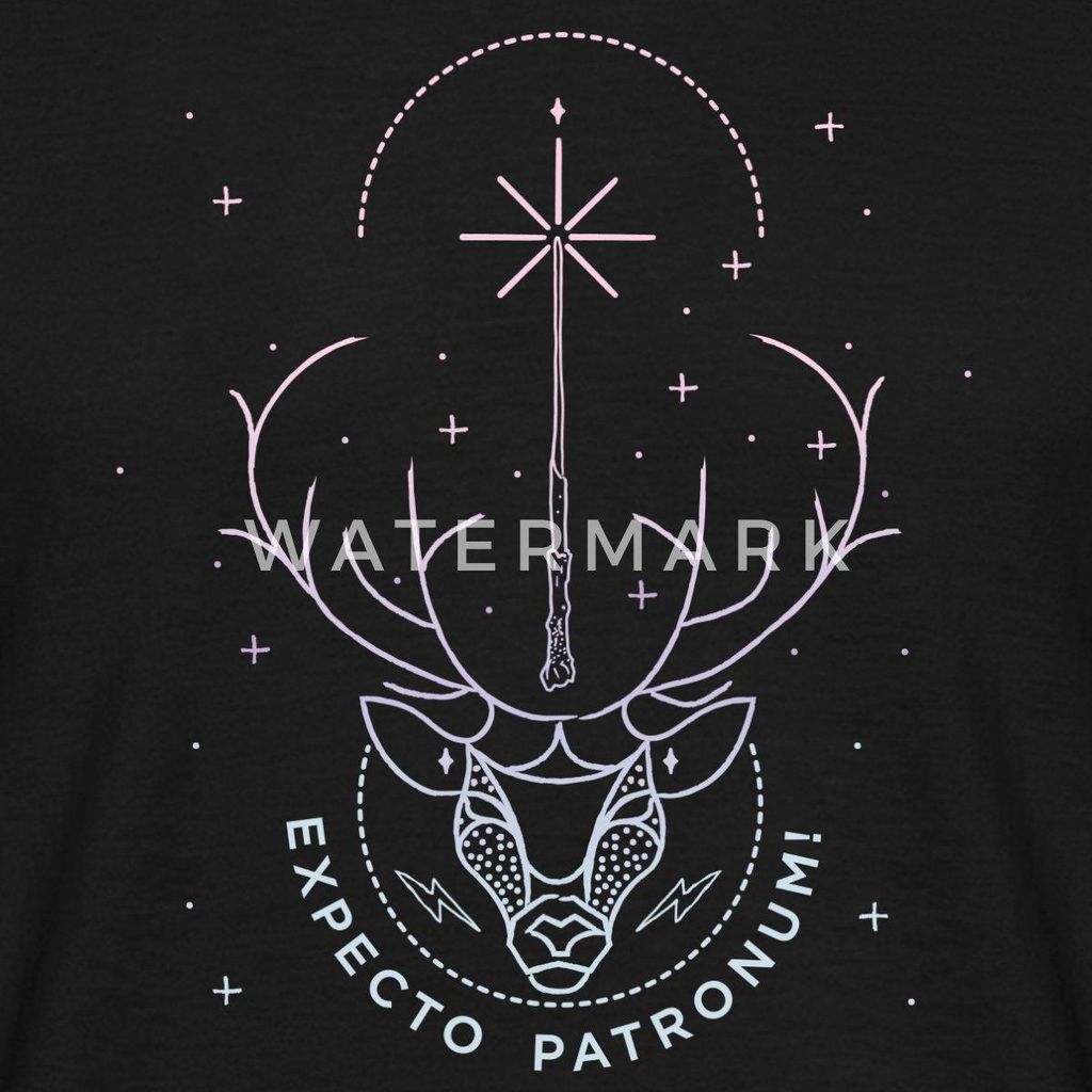 Spreadshirt Harry Potter Hirsch Expecto Patronum Männer T-Shirt, XL, Schwarz