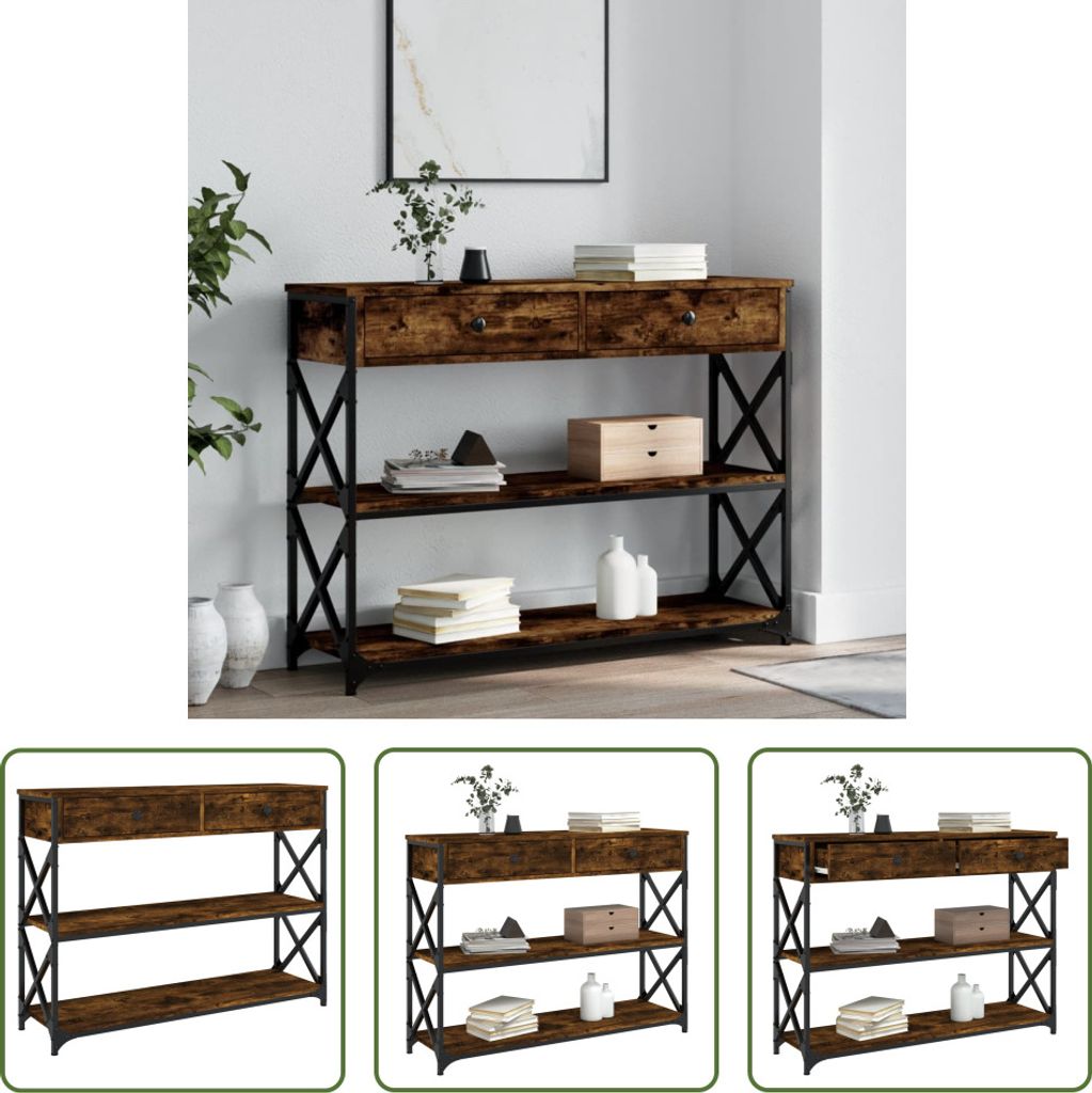 The Living Store Konsolentisch Räuchereiche 100x28x75 cm Holzwerkstoff