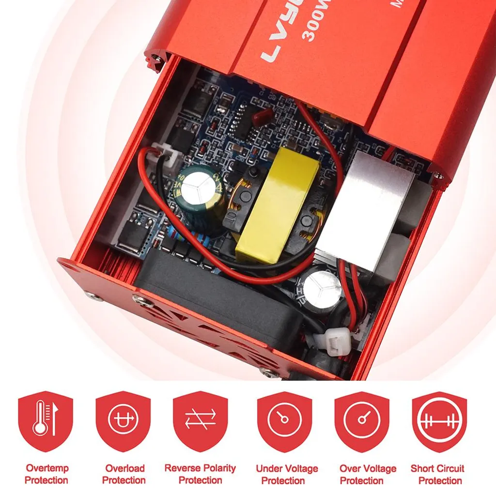 Convertisseur de Tension 12V 220V Onduleur avec Sécurité Multiple