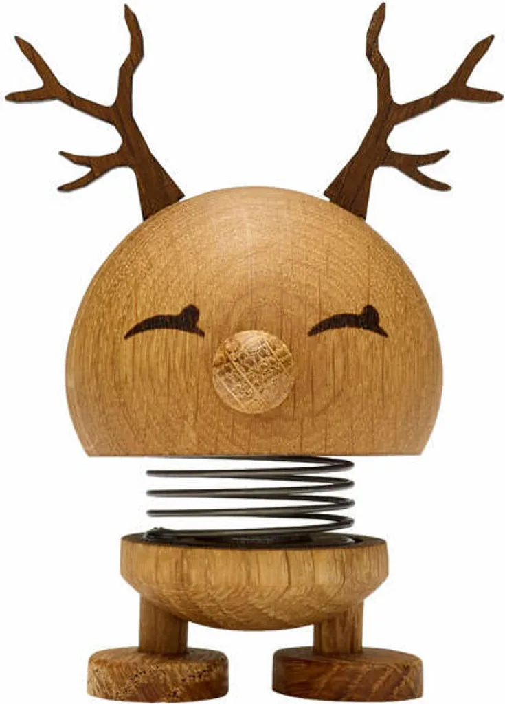 Hoptimist Bimble S Oak Renne - Figurine Design en Chêne Naturel 7 cm