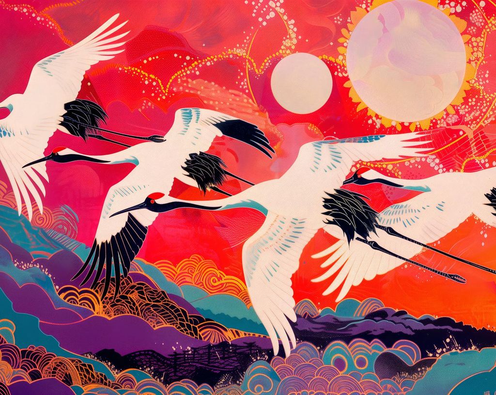 Plakat 76x60,5cm Flug über den Kranichweg