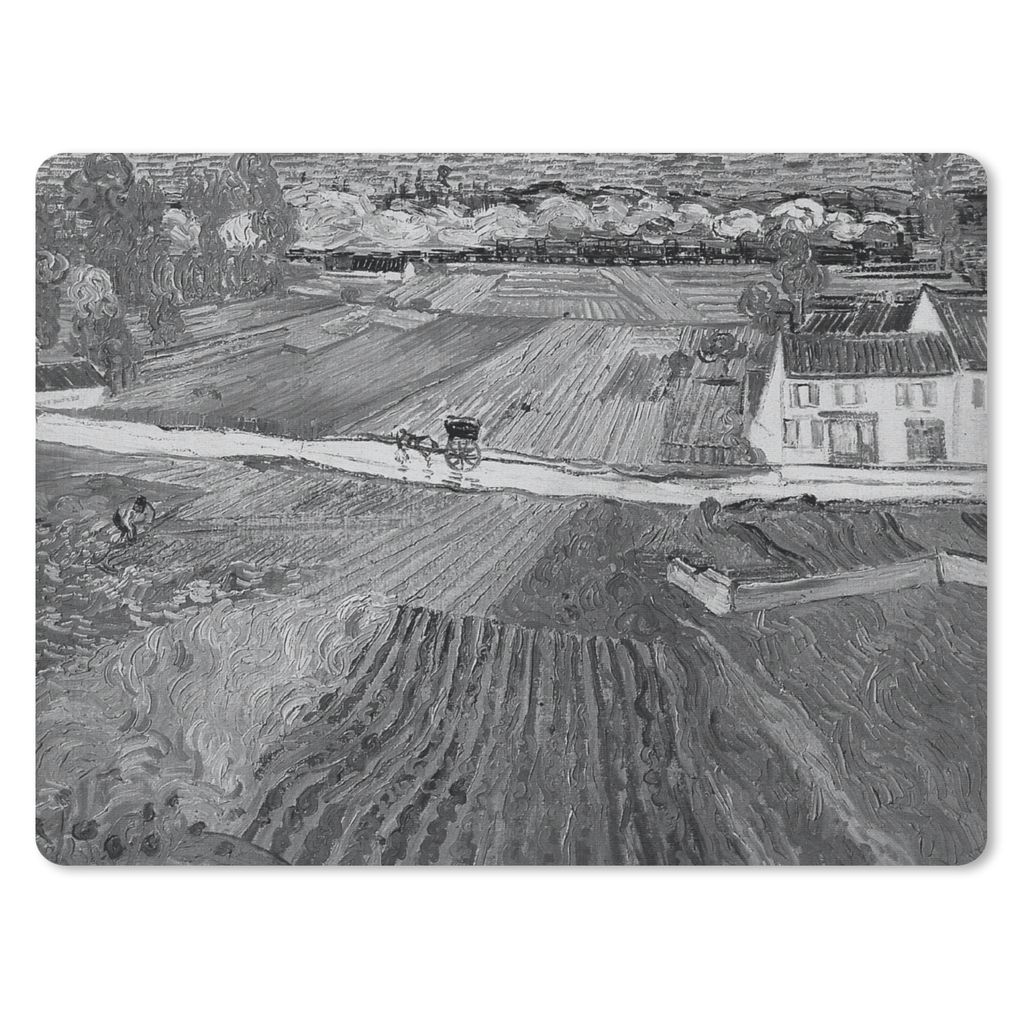 MuchoWow Mauspad Mousepad Val d'Oise - Vincent van Gogh - Schwarz und weiß 40x30 cm - Mousepads - Maus Mat - Pad - Mausunterlage - Anti Rutsch