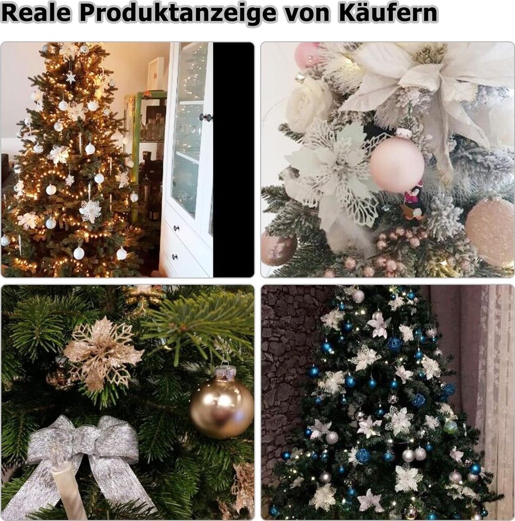 SunAurora 96pcs Fiocchi per Albero di Natale,Rosso Oro Argento Fiocchi Natalizi, Fiocchetti