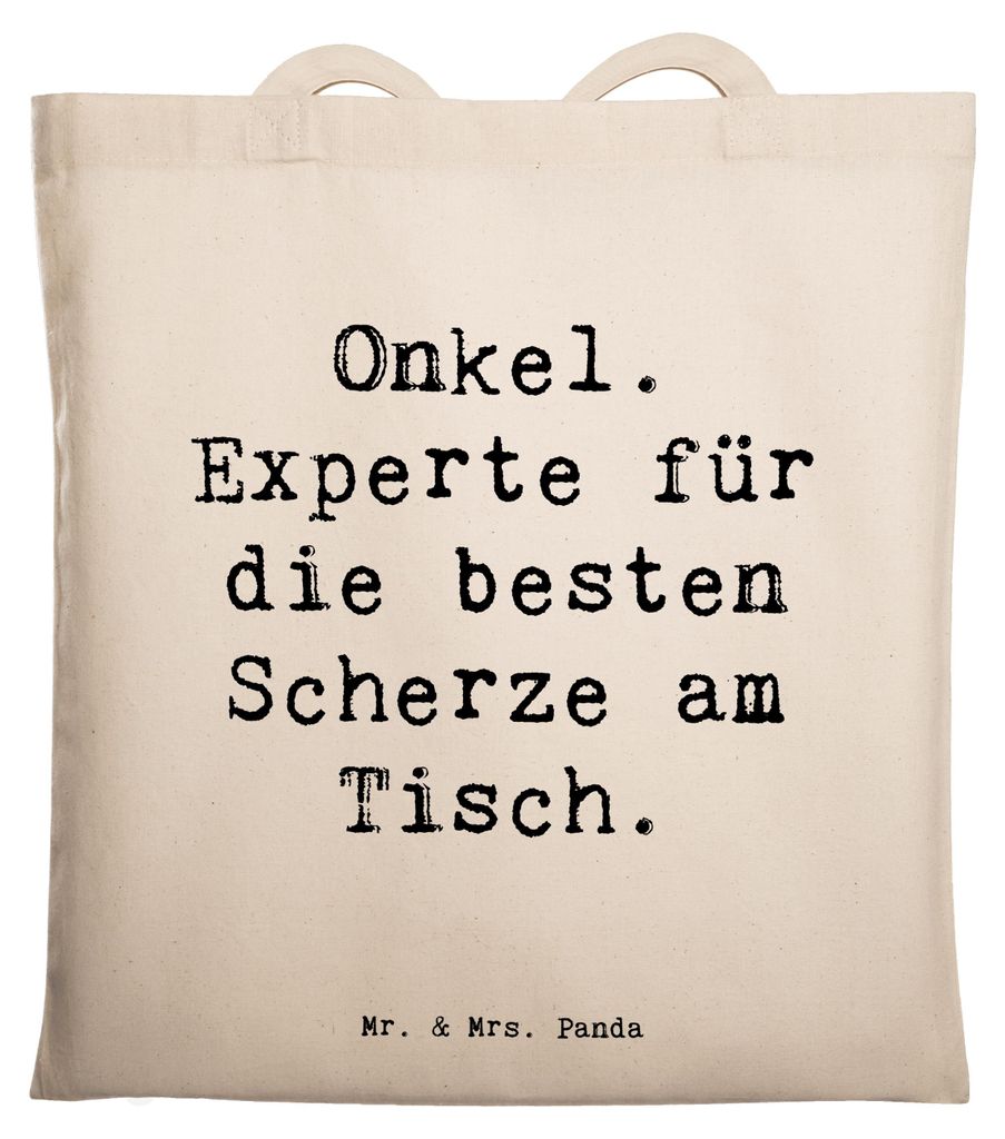 Mr. & Mrs. Panda Shopping Tasche Spruch Onkel Scherzkönig - Transparent - Geschenk, Einkaufstasche, Freude, Familienangehöriger, Familie, Schulta...