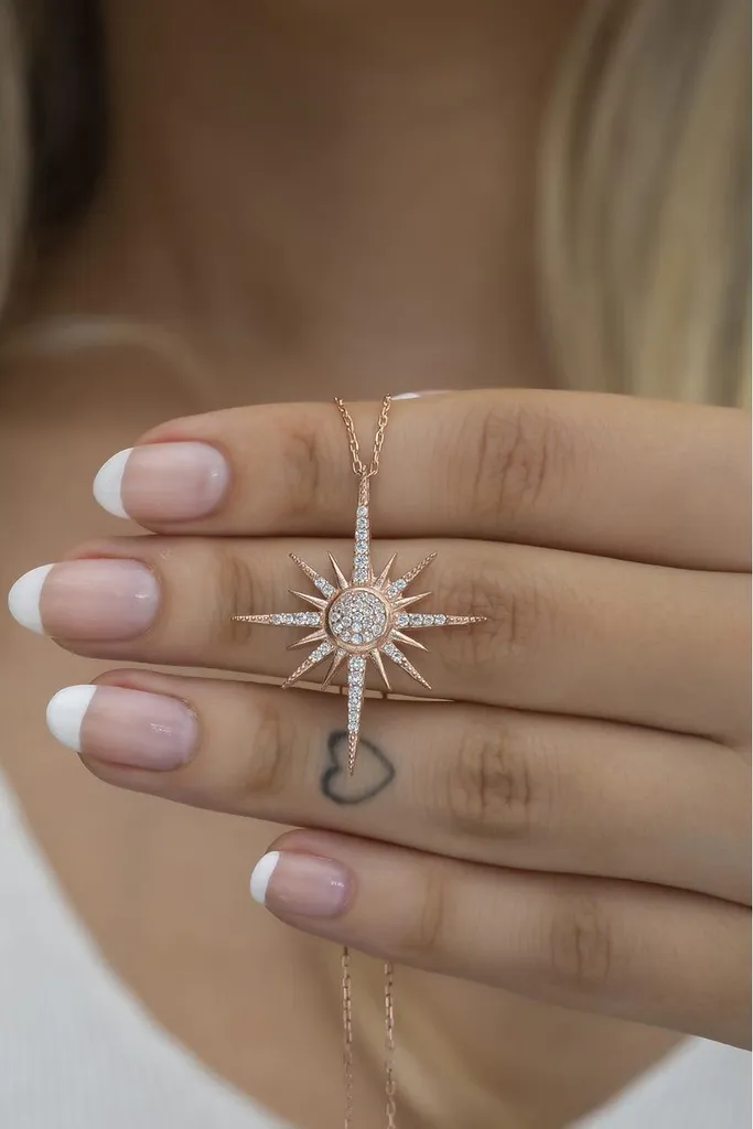 Collier Argent 925 Anti-ternissement Étoile Sirius et Zircon durable