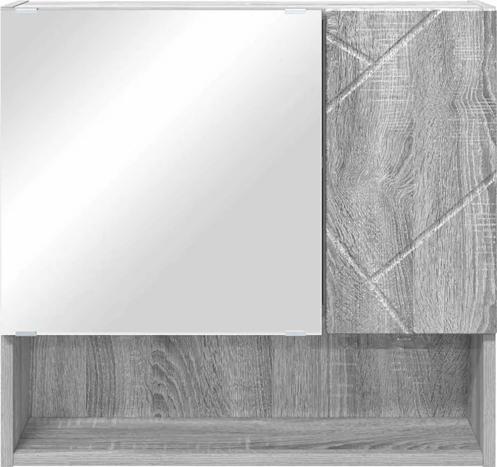 Mobiletto Specchio Bagno Grigio Sonoma 59x17x55 cm vidaXL Elegante - 6