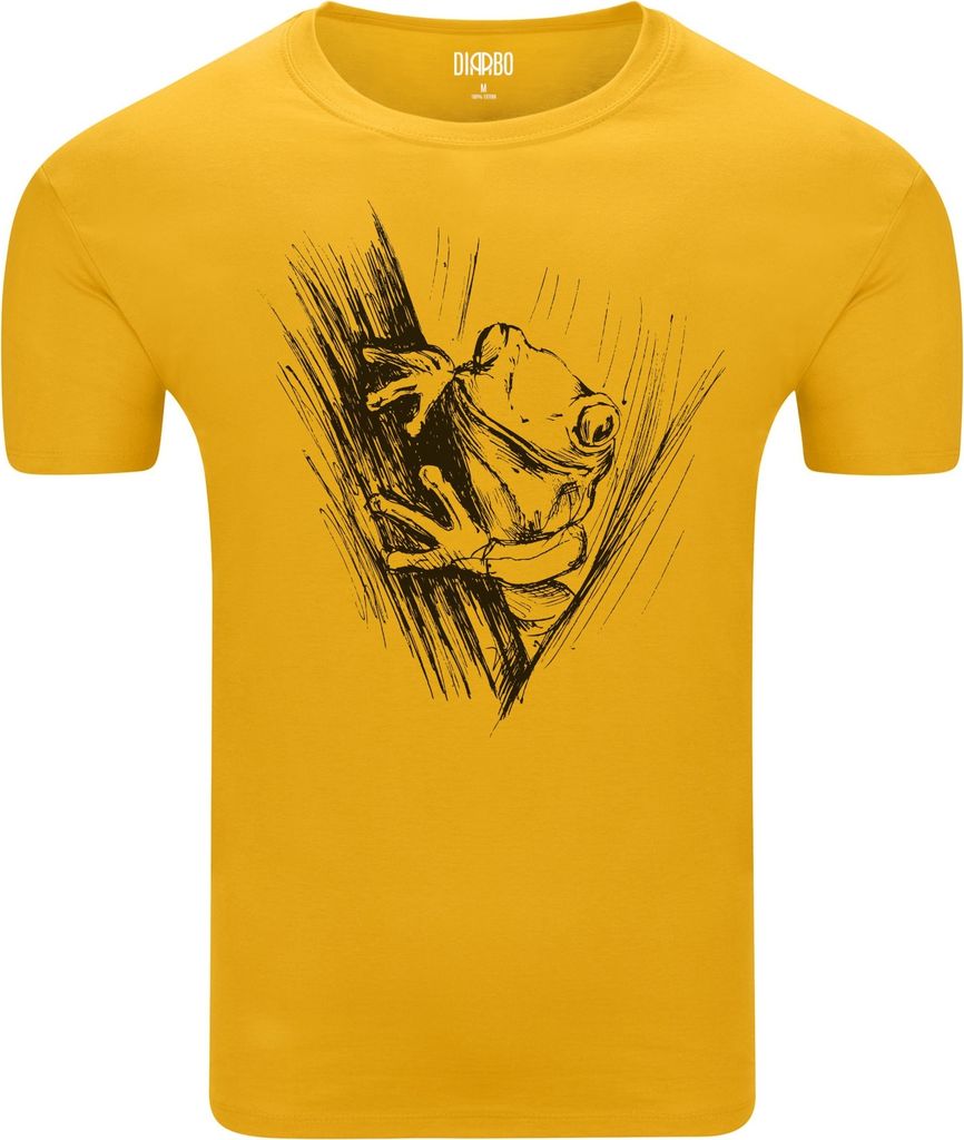 Diarbo Herren T-Shirt mit Tierliebhaber Druck Skizze des Frosches Gelb Gr.S