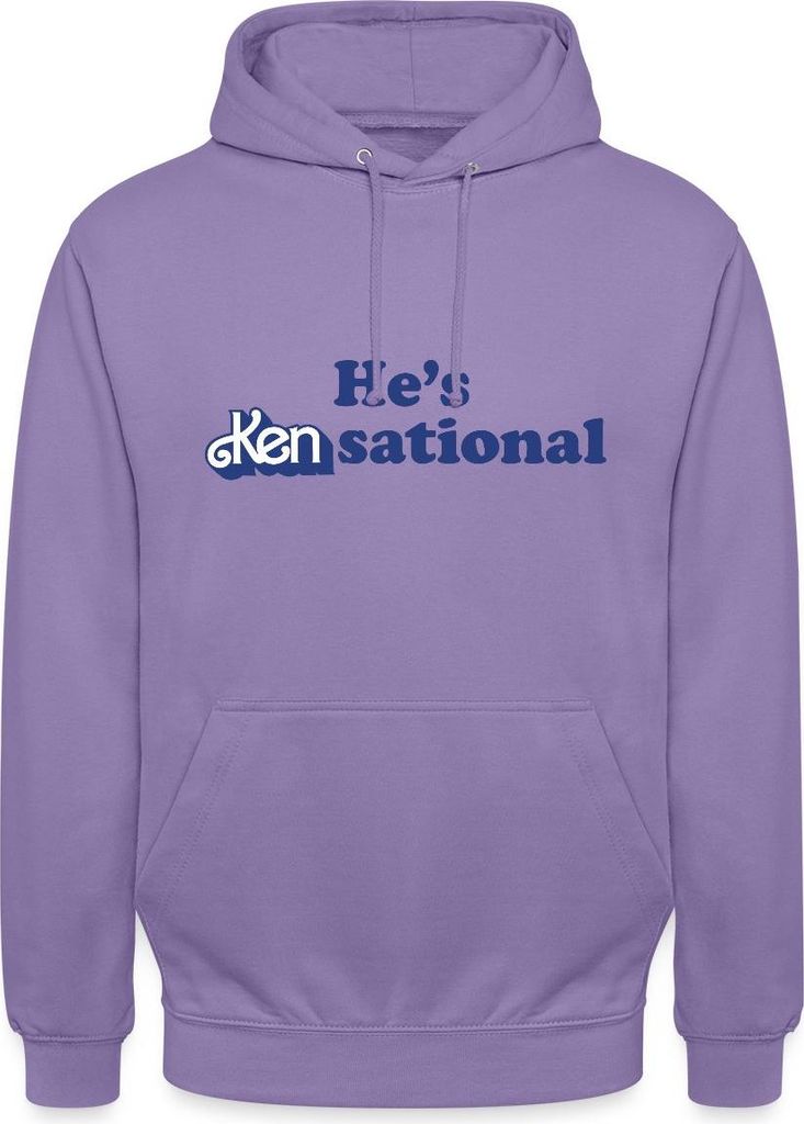 Spreadshirt Barbie Ken Design Lustiger Spruch He's Kensational Uni Hoodie, 3XL, Lavendel