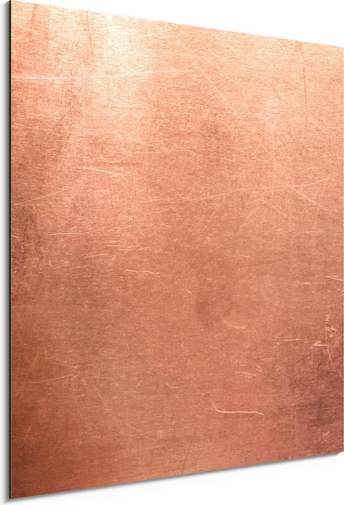 DEQORI Alu-Dibond Bild Weiß 30x30 cm 'Kupferplatte mit Kratzern' Wandbild Metall dünn