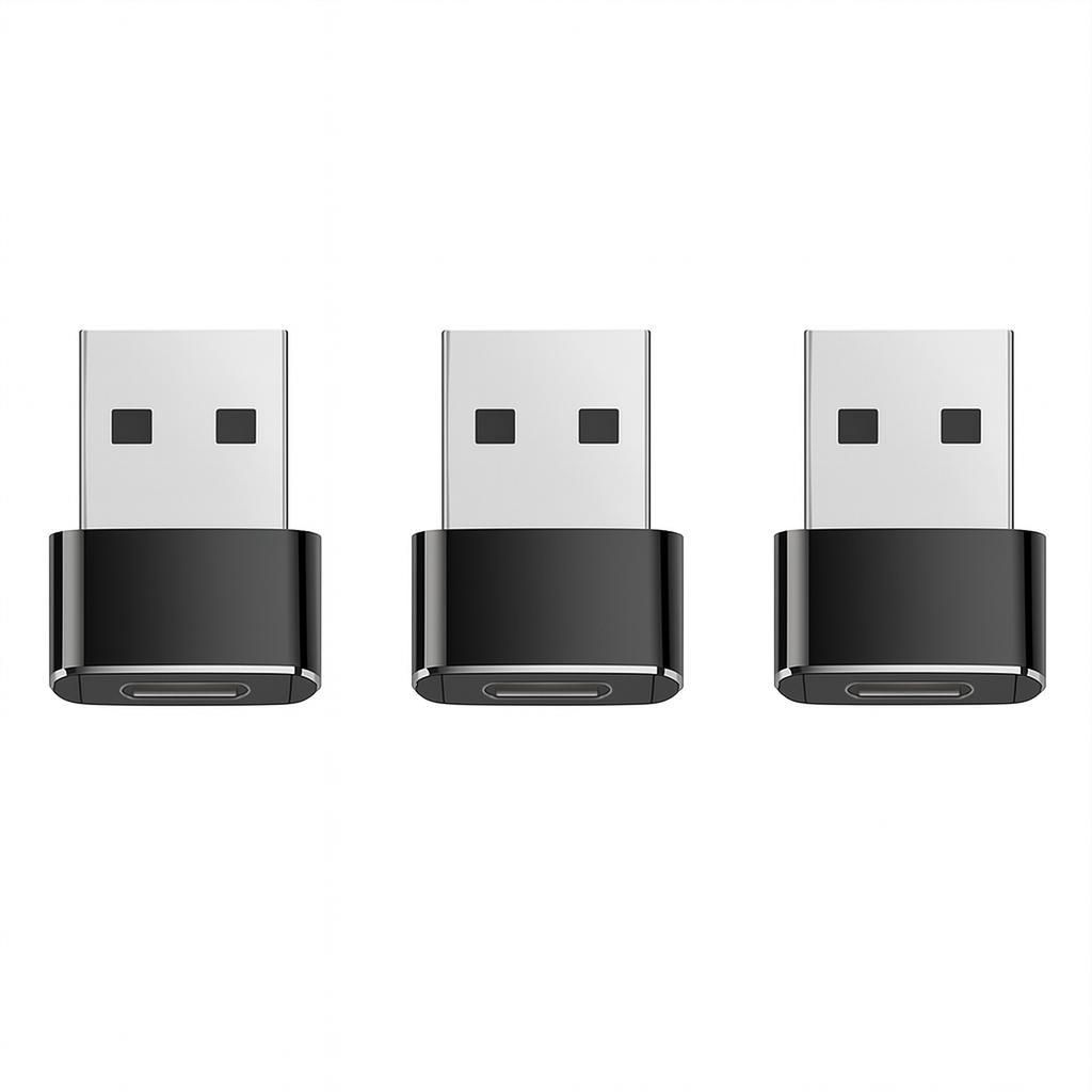 USB-A auf USB-C Adapter OTG 3er Set – Typ-A Stecker auf Produktbild 