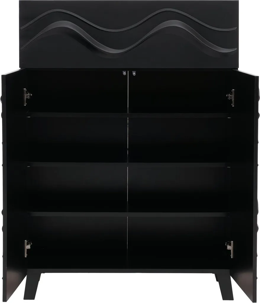 Commode Design 3D avec Ouverture par Pression, Meuble de Rangement