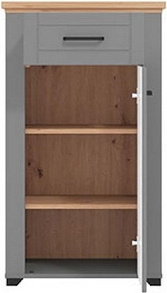 Dmora Flur-Kommode Rogeno 61x41x105h cm Grau, eine Schublade, 2 Regale