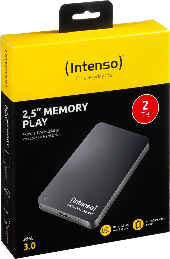 INTENSO Memory Play 2,5 cala 2TB z uchwytem TV Zewnętrzny Zdjęcie produktu 
