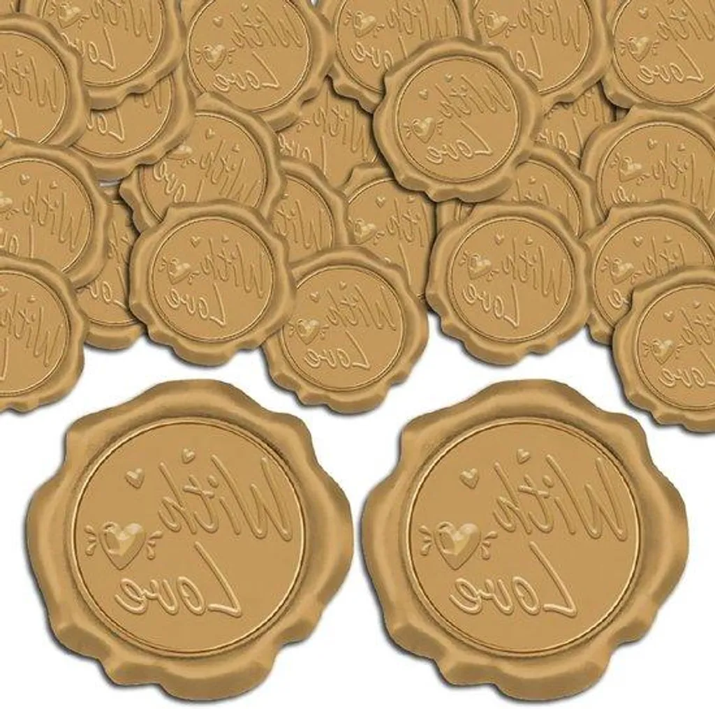 Cachet de Cire Adhésif Doré pour Mariage et Invitation : Set de 100 Pièces