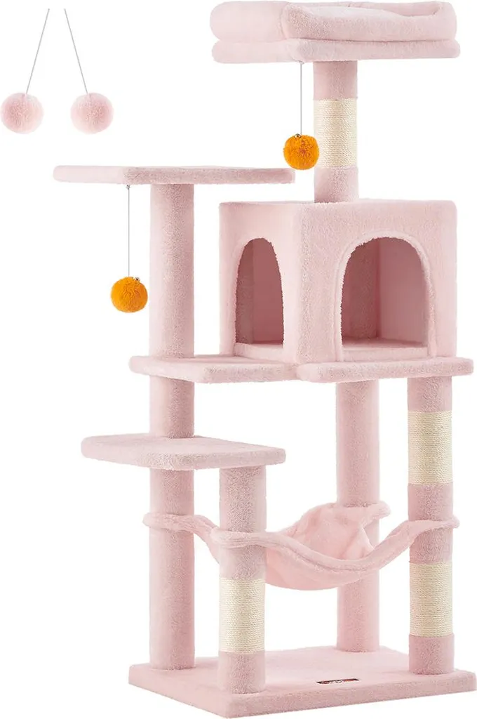 Maison pour chat rose pastel à étages stable pour protéger vos meubles