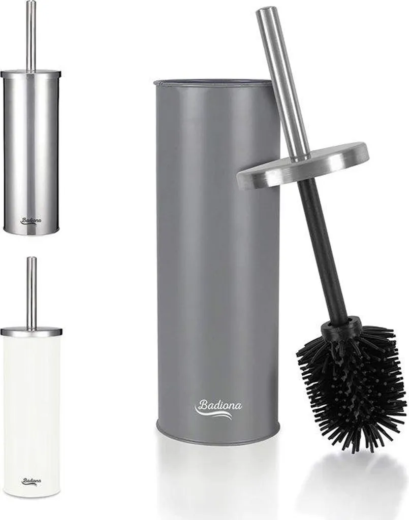 Brosse de WC en silicone sans perçage avec support mural gris foncé