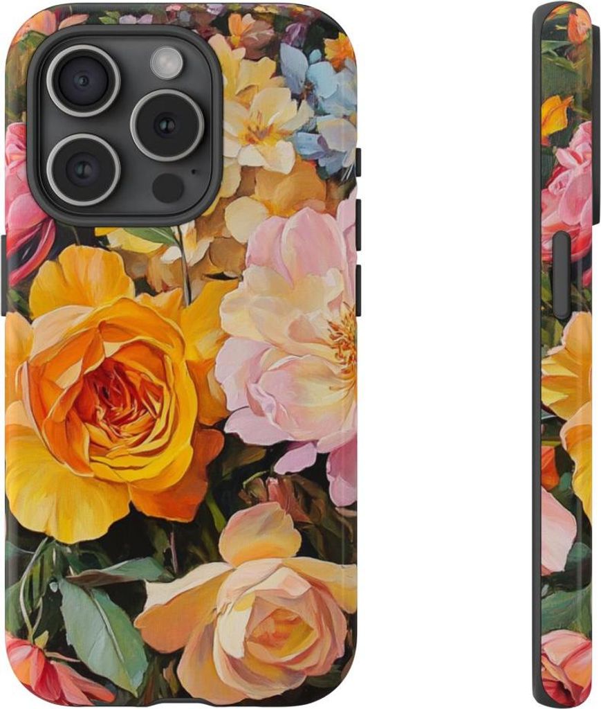Buntes Blumenstrauß-Gemälde – Hülle Kompatibel mit iPhone 15 Pro