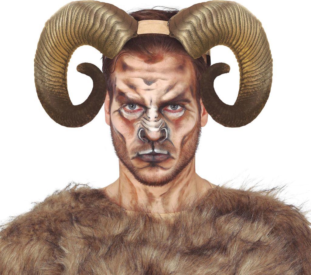 Tiere Horn Kostüm Römer Griechen Satyr Faun Mythologie Antike Abenteuer Fasching Charakter Natur Magie Braun Kreaturnachbildung, Farbe: Gold