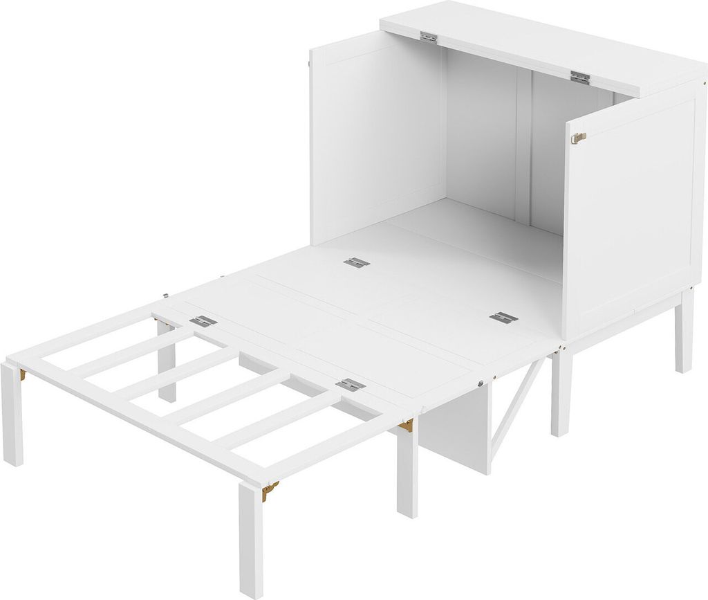 Schrankbett 90x200 cm,Kinderbett(weiß)Wandbett mit Lattenrost, Wandklappbett, vertikales Schrankbett mit Lattenrost, Jugendbett