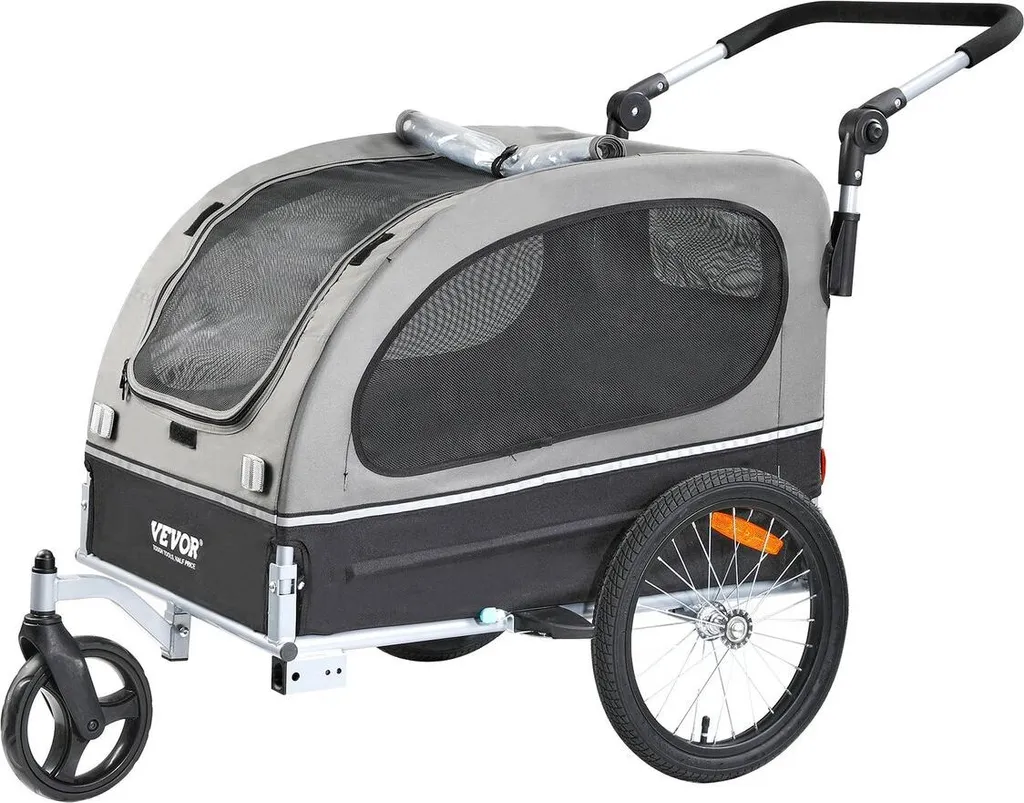 Remorque pour chien 40 kg pliable 2 en 1 avec attelage vélo universel