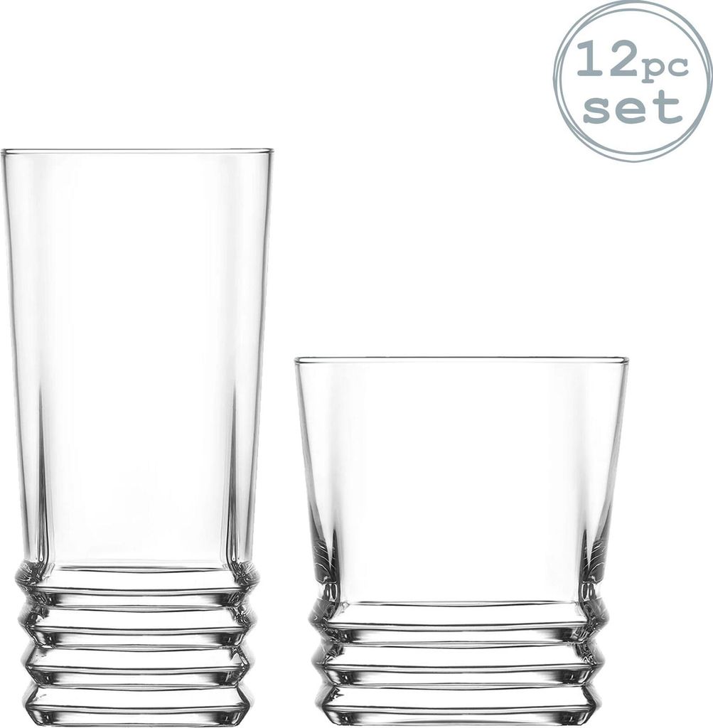 LAV Elegan Set von Highball-Cocktail-Gläser und Becher für Saft, Wasser, Whisky - Set von 12