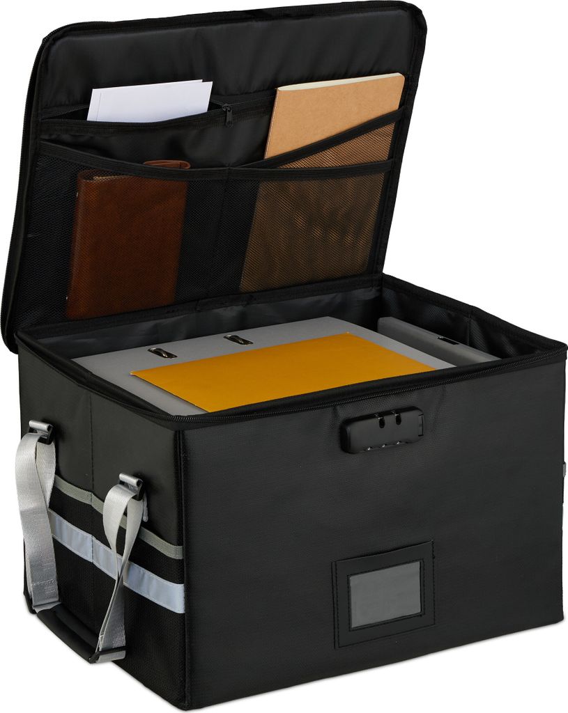 Porte-documents Relaxdays, ignifuge, imperméable, format Image du produit 