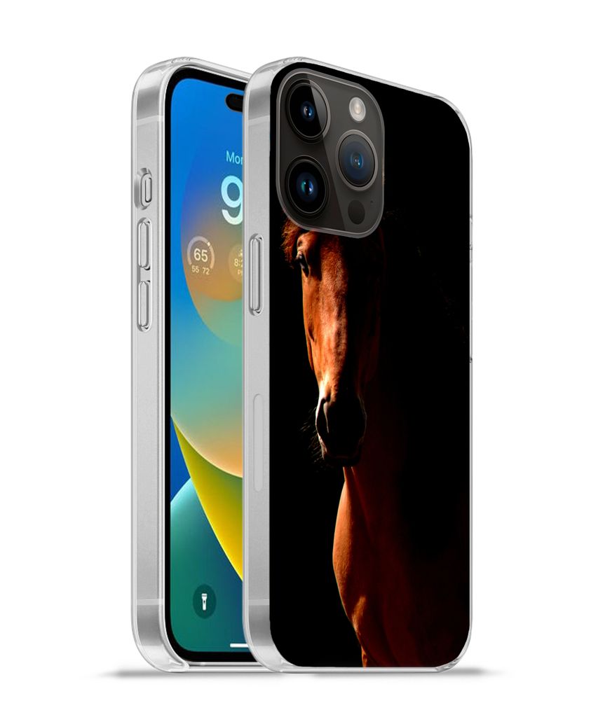 MuchoWow Handyhülle Schutzhülle Hülle für Apple iPhone 14 Pro Max Pferd - Licht - Porträt Silikon Softcase Handy Hülle - Hardcover