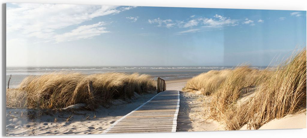DEQORI Glasbild Echtglas 125x50 cm 'Strandaufgang am Meer' Produktbild 