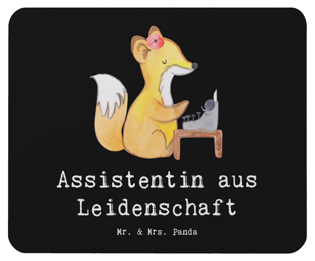 Mr. & Mrs. Panda Mauspad Assistentin Leidenschaft - Schwarz - Geschenk, pc, mousematte, Mousepad, Mouse Pad