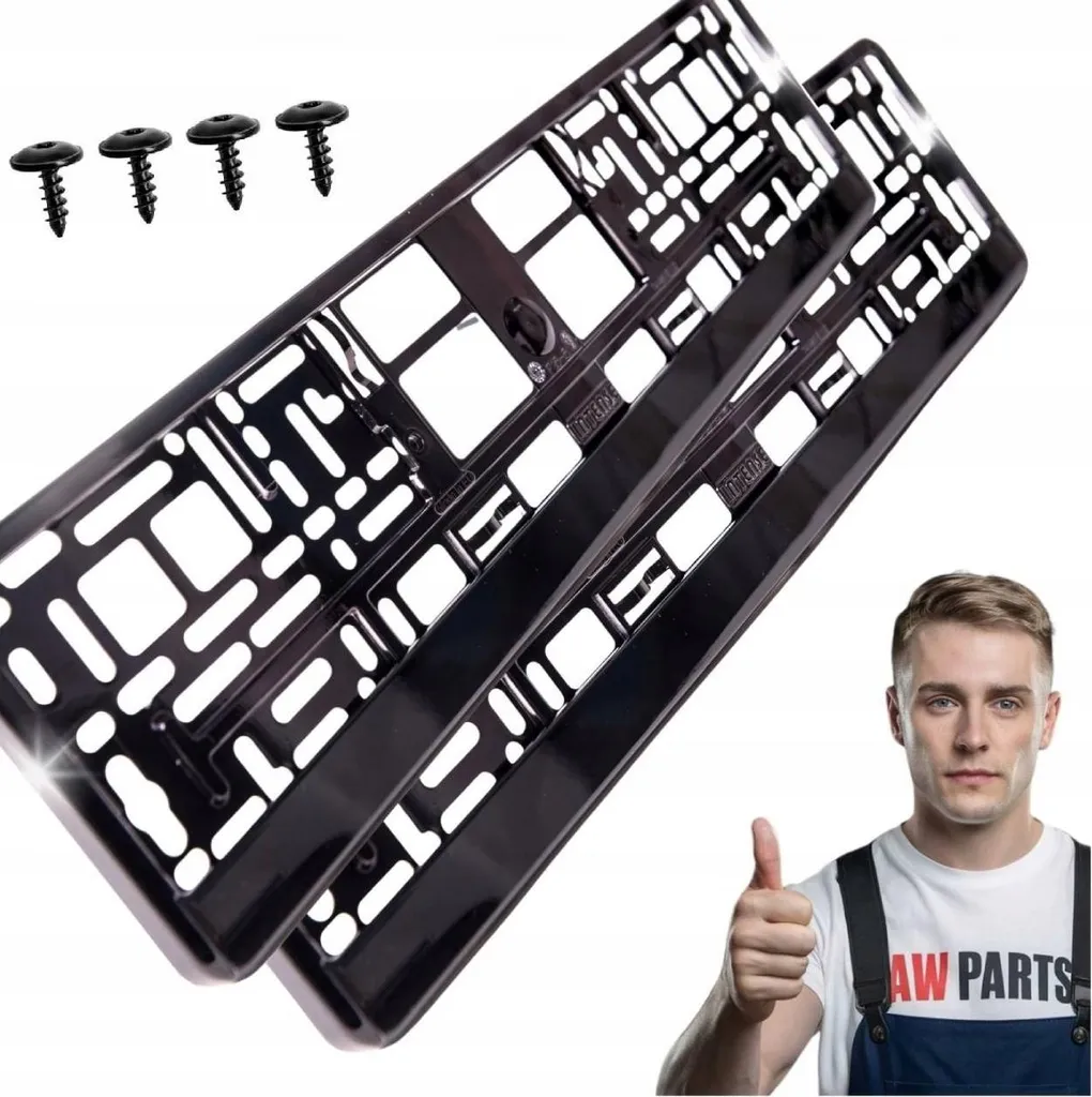 Support de plaque immatriculation noir métallisé universel pour auto x2