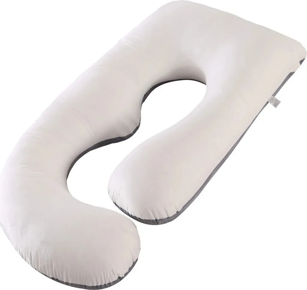 Coussin de grossesse en J, oreiller de corps en velours Blanc et Gris