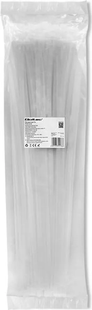 Qoltec Colliers de Serrage Réutilisables 7,2 x 450 mm Nylon 66 Blanc - 2