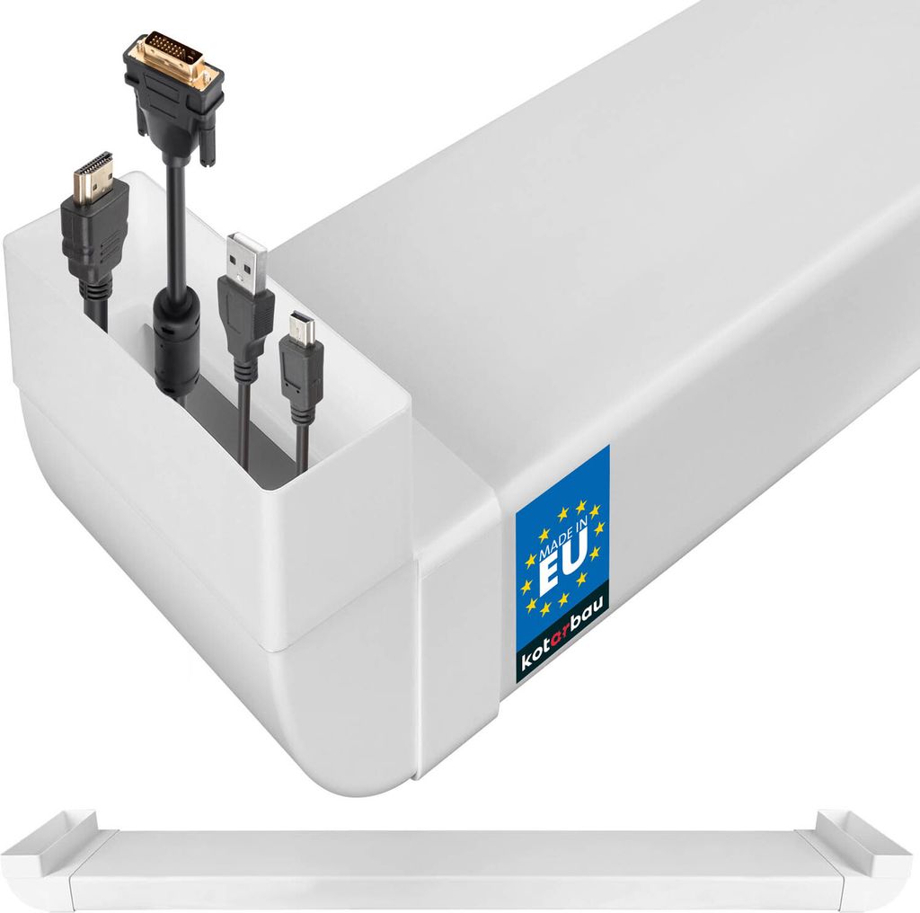 KOTARBAU Kabelkanal Unterputz für TV 204x60mm 163cm lang Kabelmanagement für Fernseher Unsichtbare Kabeldurchführung für TV Kabel PVC Kabelka...