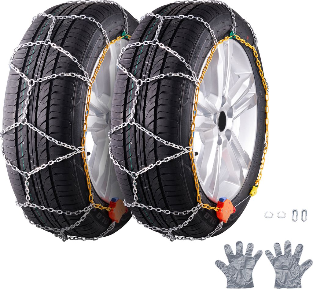 SucceBuy-Schneereifenketten, Mangan-legierter Stahl, Notfalltraktion, fš¹r Pkw/Pickups/SUVs/Trucks, Silber, 2er-Set