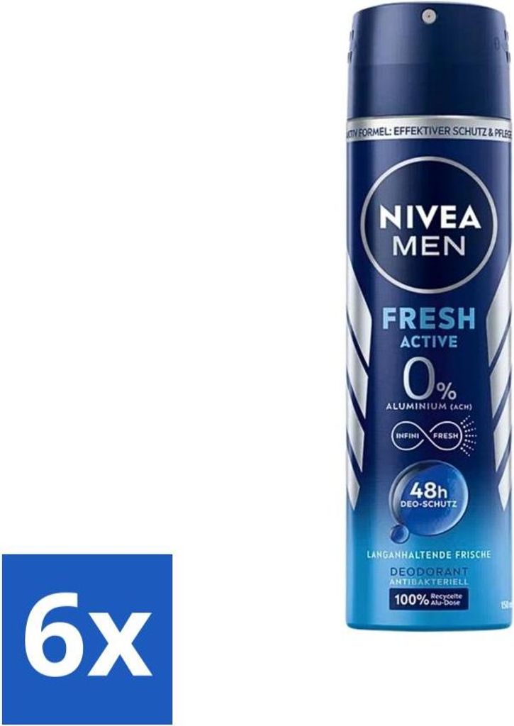 Nivea Men Deodorant Spray – Fresh Active – 48 Stunden Wirkung – 150 ml - Vorteilspack - 6 Stücke