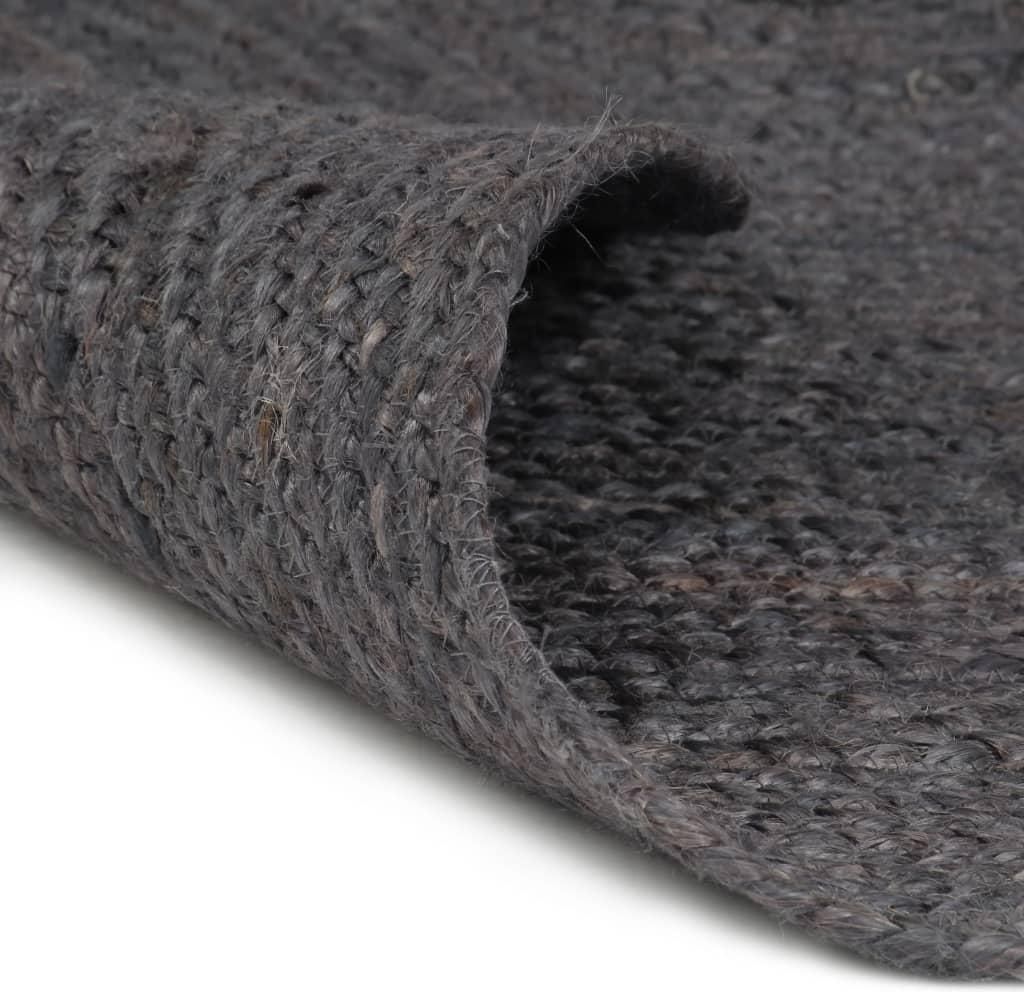 vidaXL Teppich Handgefertigt Jute Rund 240 cm Dunkelgrau Produktbild 