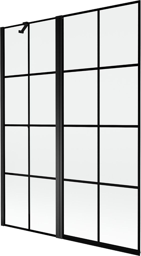 Mexen Mist Duschabtrennung 2-flügelig links 130 x 150 cm, schwarzes Gitter, schwarz - 8A9-130-011-70-77-L