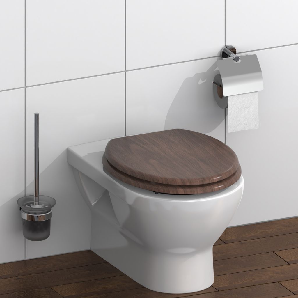 SCHÜTTE MDF WC Sitz DARK WOOD, Toilettendeckel mit Produktbild 8