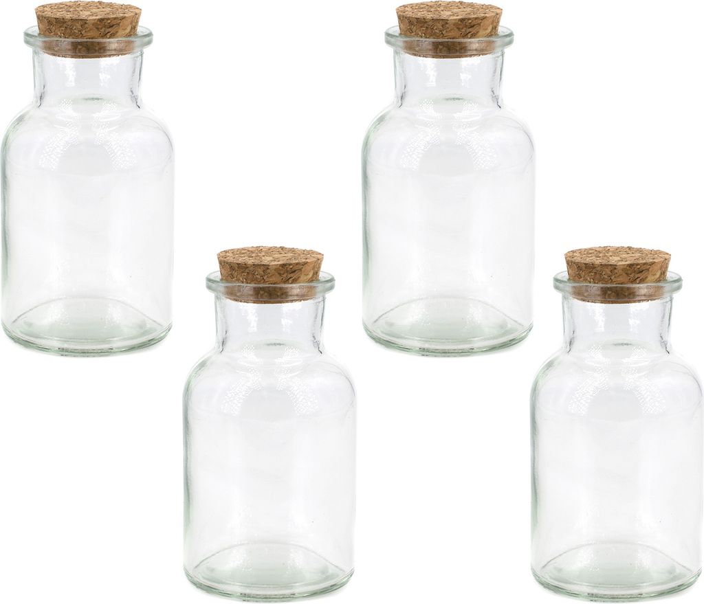 Vorratsgläser Glasflaschen mit Korken 4er Set