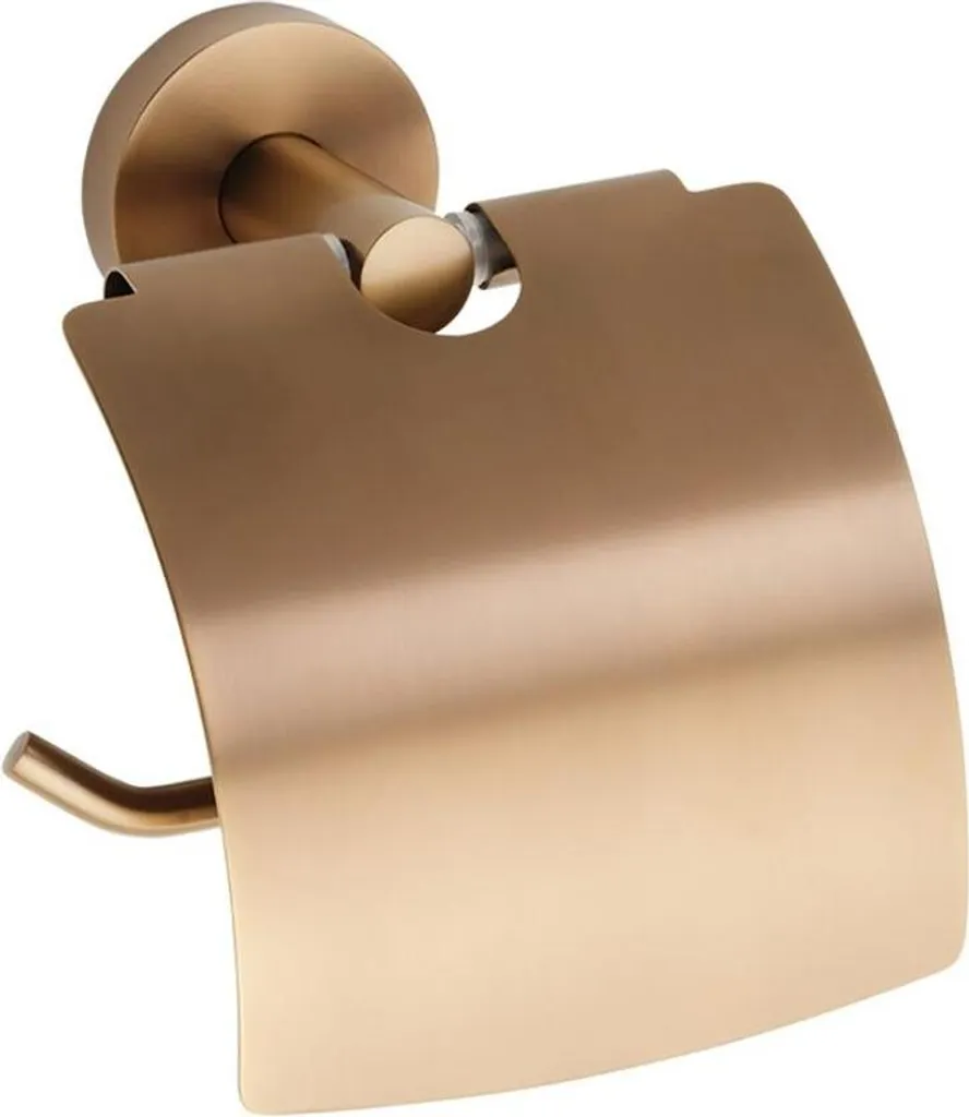 Dévidoir papier WC avec capot X-ROUND COPPER finition cuivre brossé mat