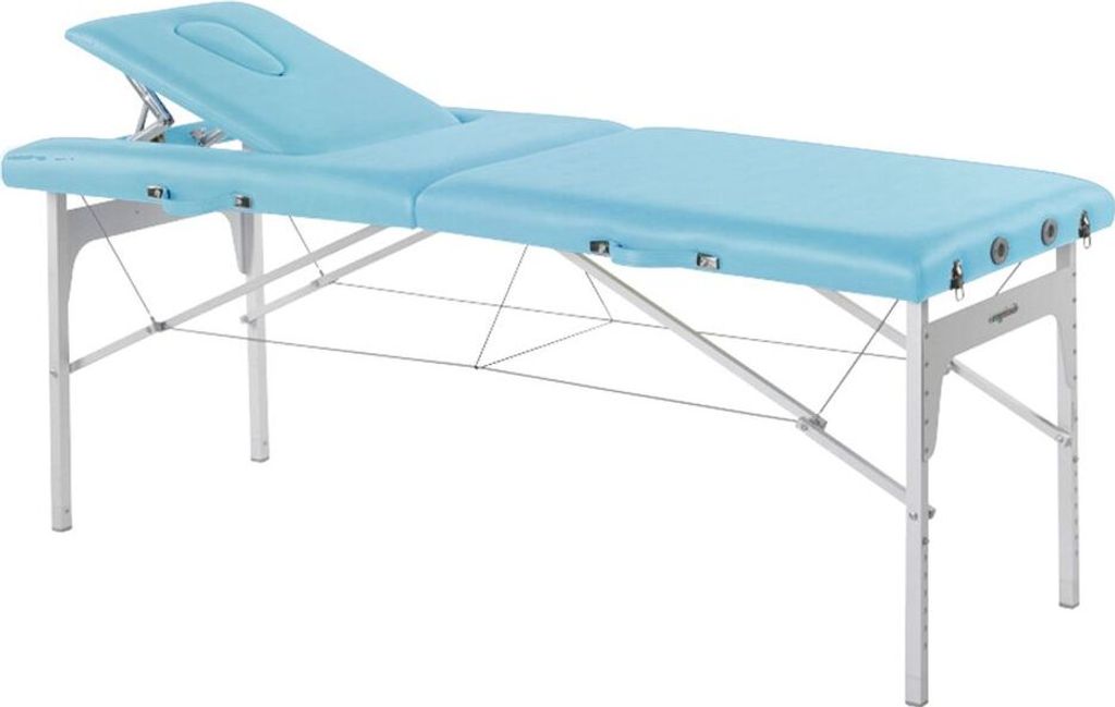 Behandlungsliege, Massageliege, Liege klappbar, mobil, Höhe 68-84 cm, Farbe:55 himmelsblau