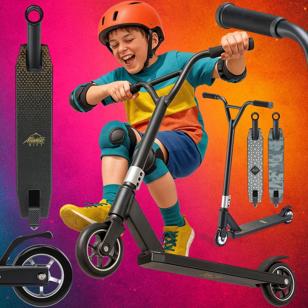 SPORTANA Stunt Scooter für Kinder & Erwachsene Kick Scooter ABEC 9 360° Lenker 100mm PolyurethanRäder Freestyle Trick Roller Kugellager Grip-D...
