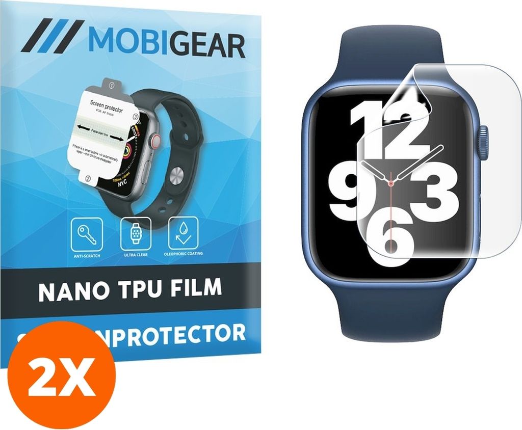 Mobigear 5.00 Apple Watch - 45 mm Hydrogel TPU Displayschutz - Hüllenfreundlich (2er Pack)